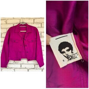 Vintage Betsey Johnson Punk Label Iridescent Y2K Silk Jacket 80s 90s Archive